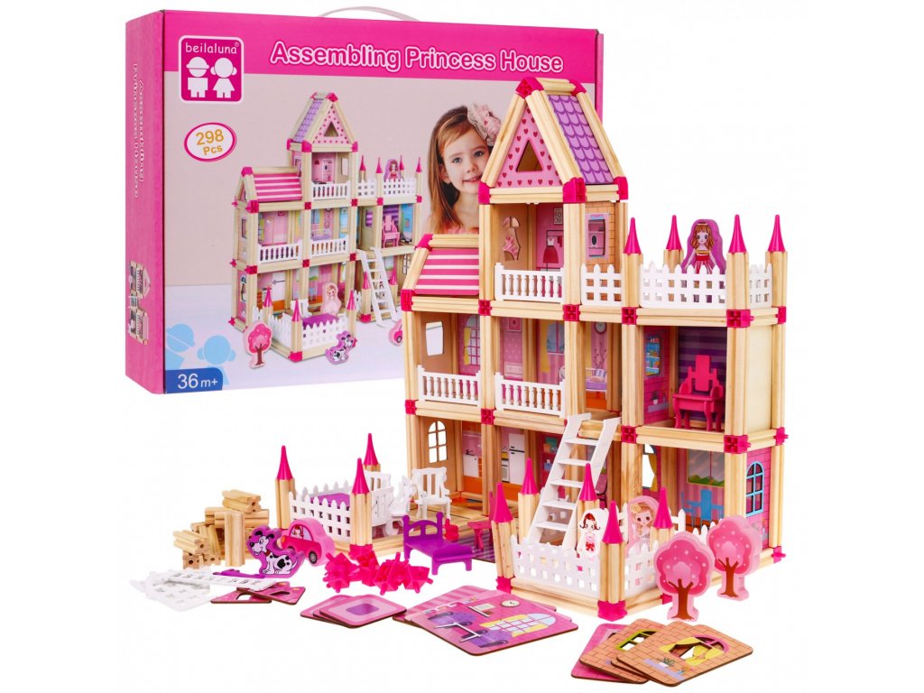 RAMIZ drevený domček pre bábiky ružový